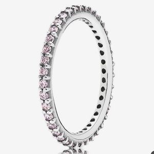 💓PANDORA Silver and Pink Zirconia Band Ring🌸💓💍